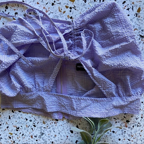 Crop Soft Glam Top Cut Out Lilac Girly Halterneck 10US PRETTY LITTLE THING NEW - Picture 13 of 13
